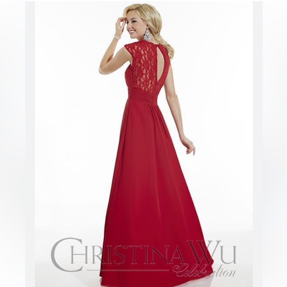 CHRISTINA WU Full Length Formal Gown Dress Celebration Burgundy sz 10